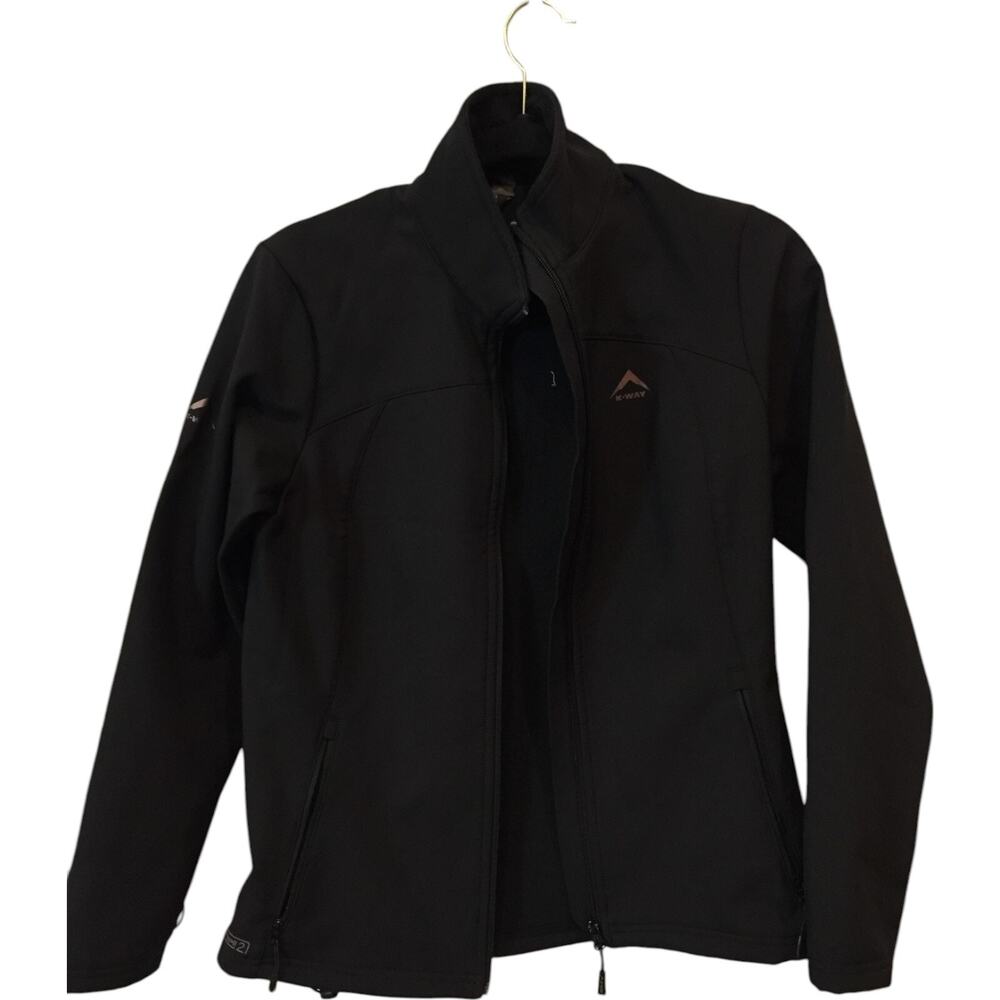 K-Way Mira Softshell Jacket Womens Small Black Full Zip Windproof Long Sleeve